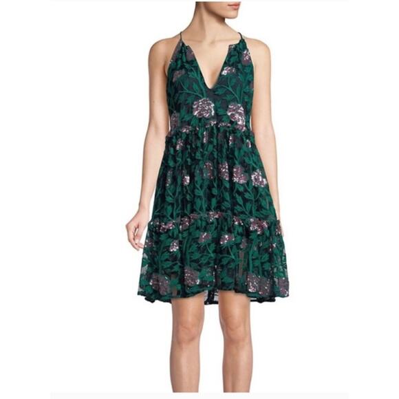 Belle Badgley Mischka Dress Size 8 Denya Floral Sequin Embroidered Lace NEW - Picture 2 of 15